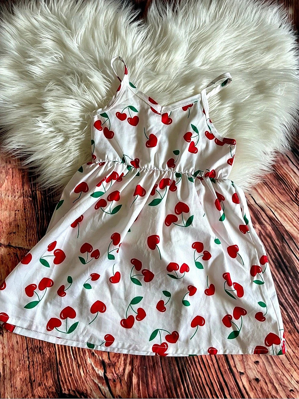 Girls Cherry Print Dress Size 4Y Like New